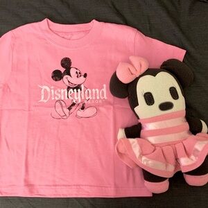 DISNEYLAND Kids T-Shirt 4T & Minnie Mouse Plush Pook-a-Looz Toy Disney Vintage